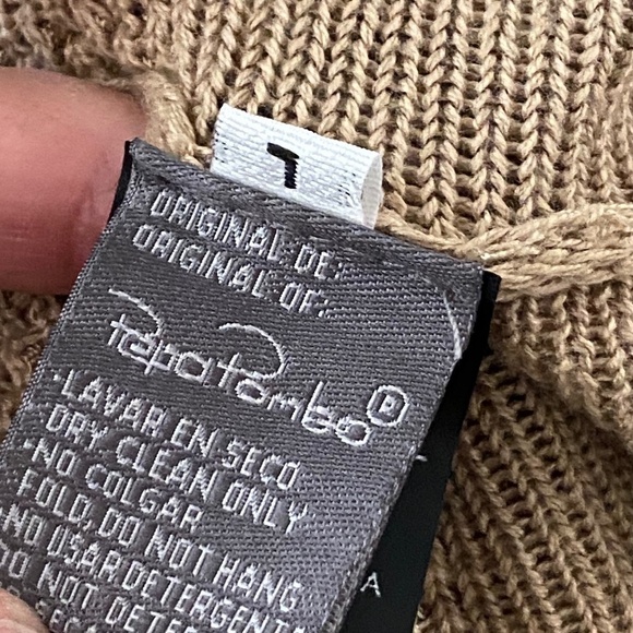 Pepa Pombo Knitted Fringe Tan Dress L - Picture 5 of 6